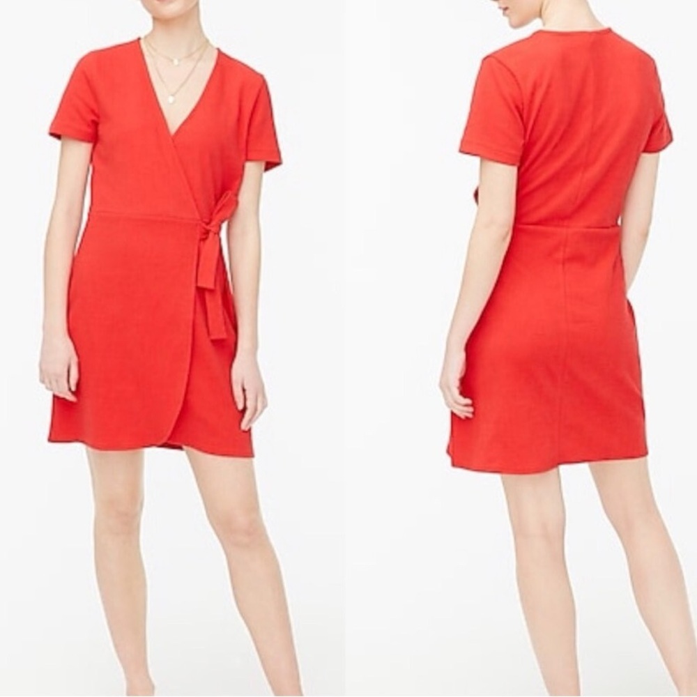 J.Crew Textured Knit Faux-Wrap Dress Small Preppy Summer Classic Quiet Luxury